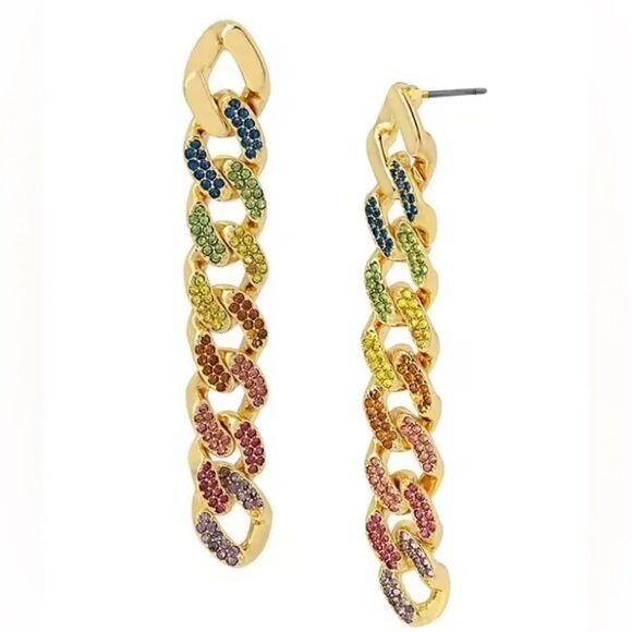 NWT Kurt Geiger London
Rainbow Pave Link Linear Earrings #TSER - Picture 2 of 9